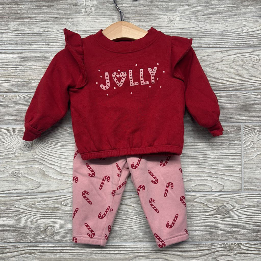 Crewneck Jolly & Lined Leggings Candy Canes 12M