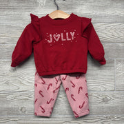 Crewneck Jolly & Lined Leggings Candy Canes 12M