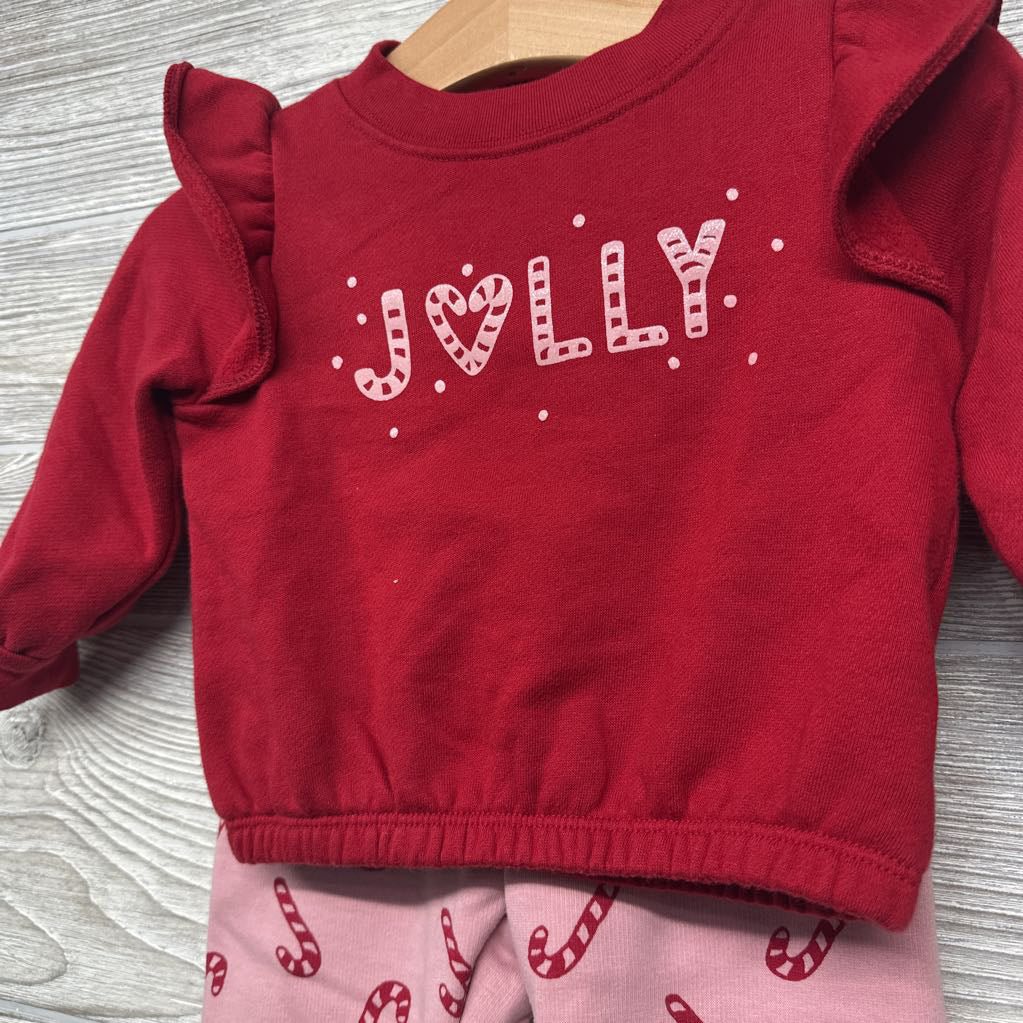 Crewneck Jolly & Lined Leggings Candy Canes 12M
