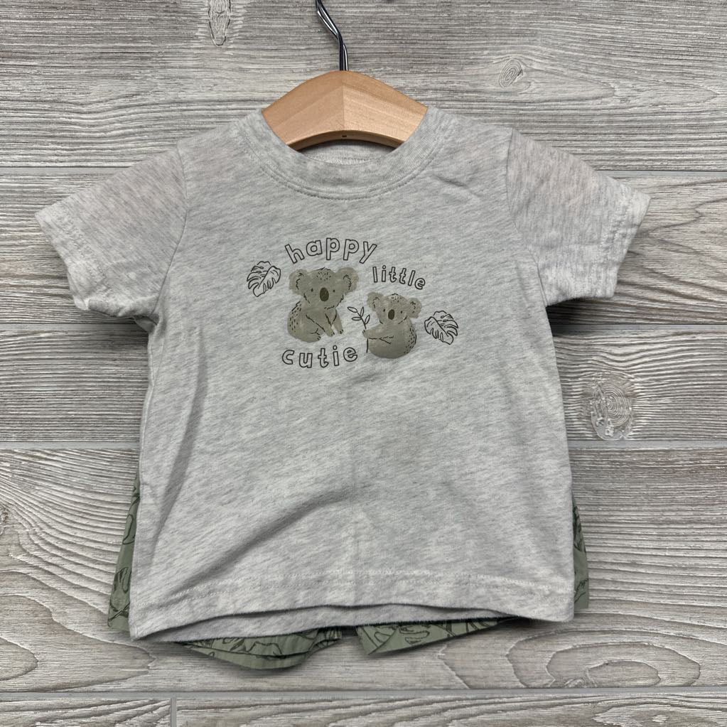 Shirt Happy Little Cutie & Pull On Shorts Leaves 12M