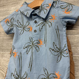 Henley Polo Bodysuit Palm Trees & Pull On Shorts 18M