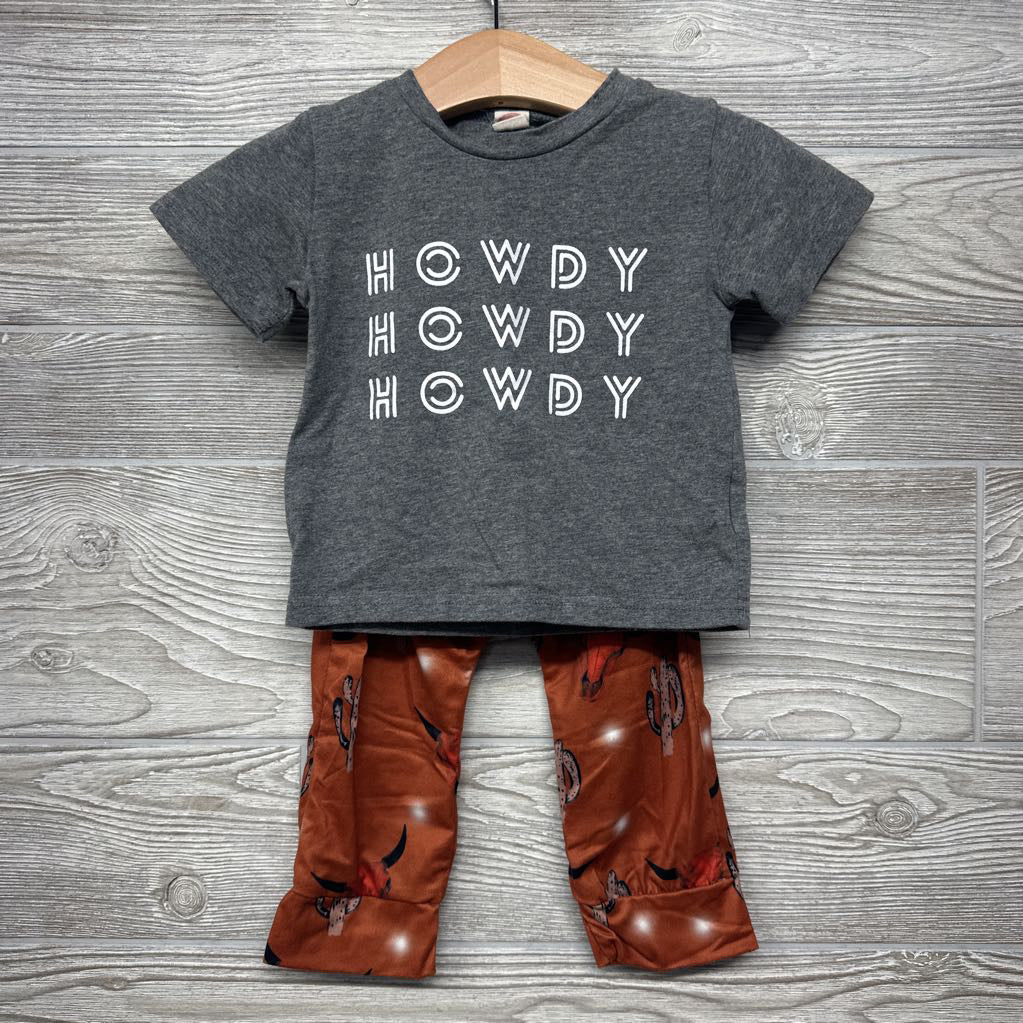Shirt Stacked Howdy & Harem Pants Cactus Bulls 9-12M