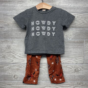 Shirt Stacked Howdy & Harem Pants Cactus Bulls 9-12M