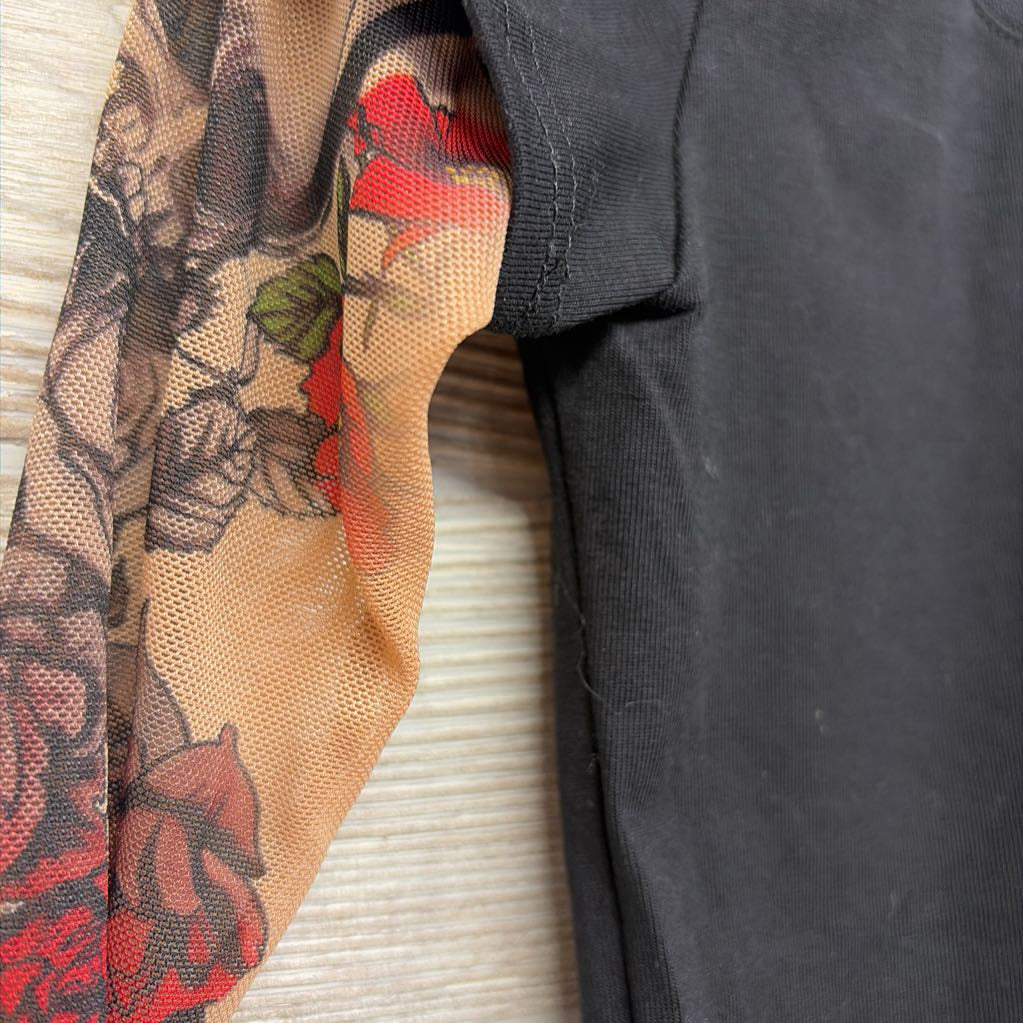 NEW LS Skulls & Roses Tattoo Bodysuit 6-12M
