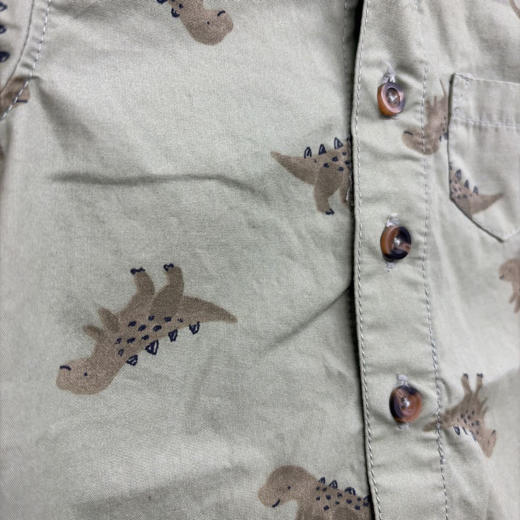 Button Up Shorty Romper Dinosaurs 6M