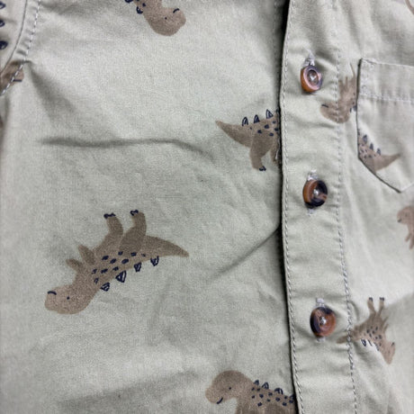 Button Up Shorty Romper Dinosaurs 6M