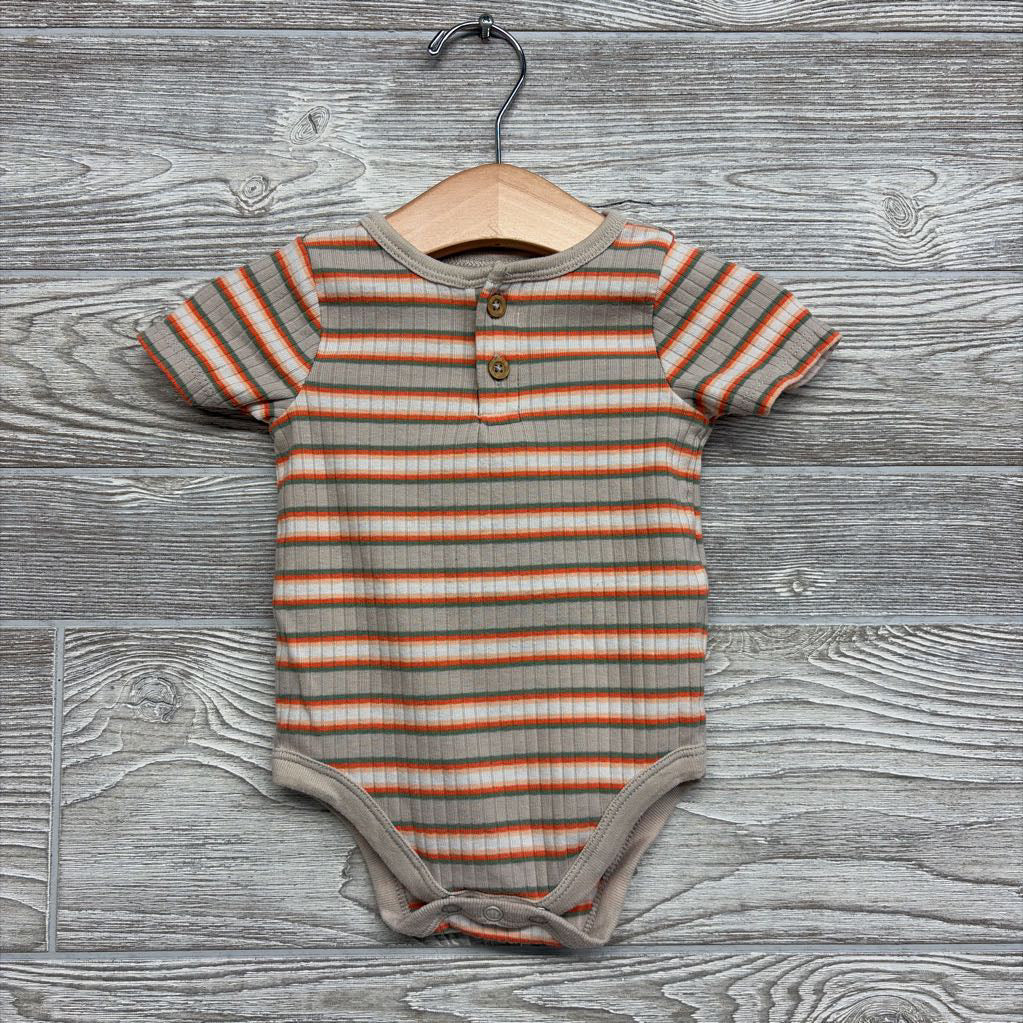 Ribbed Henley Bodysuit Stripes 3-6M