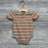 Ribbed Henley Bodysuit Stripes 3-6M