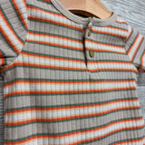 Ribbed Henley Bodysuit Stripes 3-6M