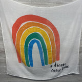Muslin Blanket A Dream Come True W/ Rain Drop Milestone Cards