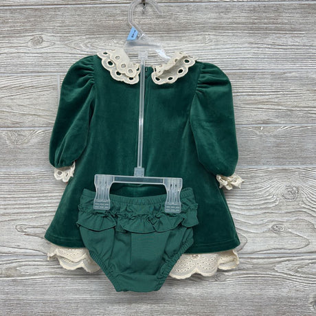 NEW Velour & Eyelet Collar & Cuff Dress 3-6M