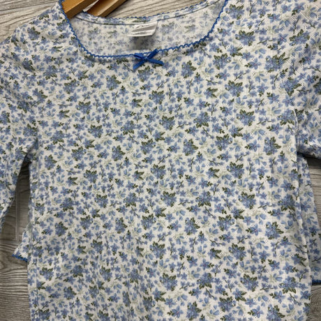 2 Pc LS Shirt & Shorts Pointelle PJs Flowers 10-12
