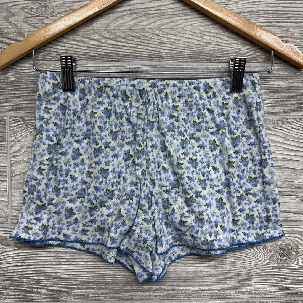 2 Pc LS Shirt & Shorts Pointelle PJs Flowers 10-12