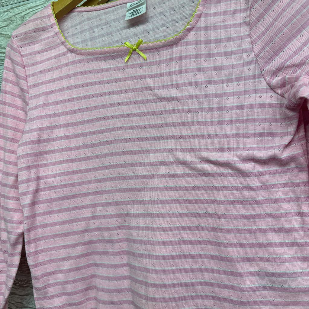2 Pc LS Shirt & Shorts Pointelle PJs Stripes 14