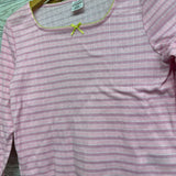 2 Pc LS Shirt & Shorts Pointelle PJs Stripes 14