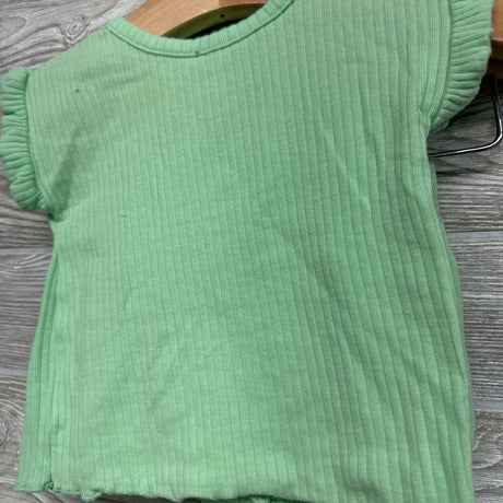 Ribbed Shirt & Shorts Lettuce Trim 0-3M