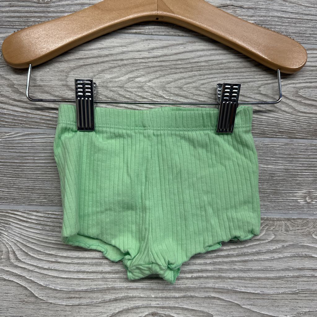 Ribbed Shirt & Shorts Lettuce Trim 0-3M