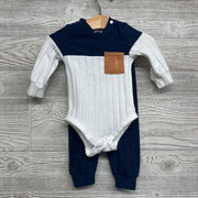 LS Ribbed Bodysuit Chest Pocket & Pants 3-6M