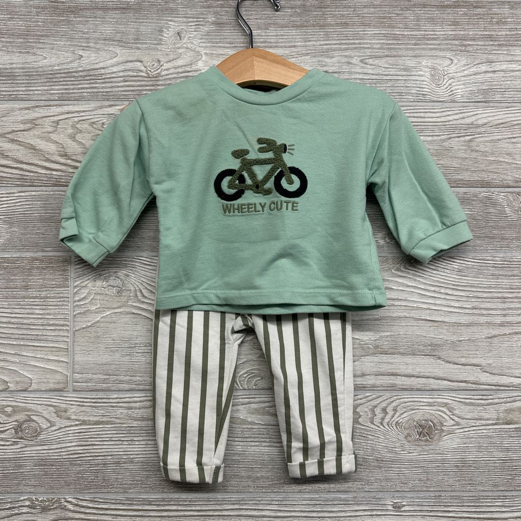 Crewneck Wheely Cute & French Terry Pants Stripes 3-6M