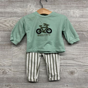 Crewneck Wheely Cute & French Terry Pants Stripes 3-6M