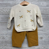 Sweater Embroidered Horses & Ribbed Pants 9-12M