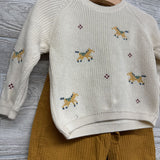 Sweater Embroidered Horses & Ribbed Pants 9-12M