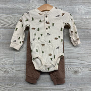 LS Henley Bodysuit Trees Racoons & Quilted Joggers 12M