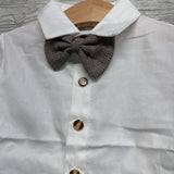 NEW Vest, LS Button Up Shirt & Suspender Pants Herringbone 12-24M