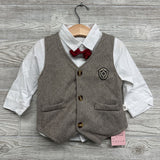 NEW Vest, LS Button Up Shirt & Pants Herringbone 12-24M