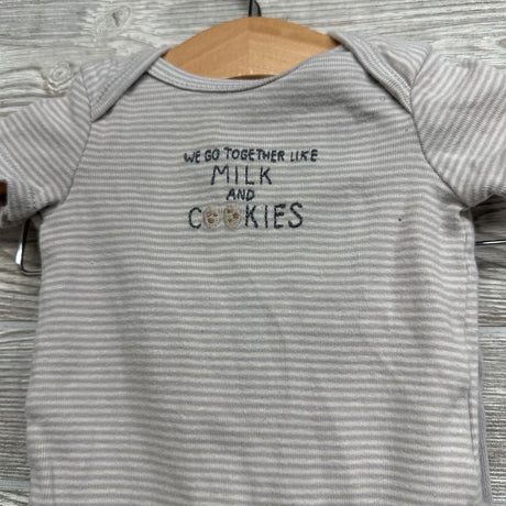 2 Pk Bodysuits We Belong Together Cookies Milk & Pants Stripes 3M