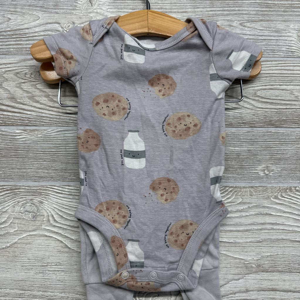 2 Pk Bodysuits We Belong Together Cookies Milk & Pants Stripes 3M