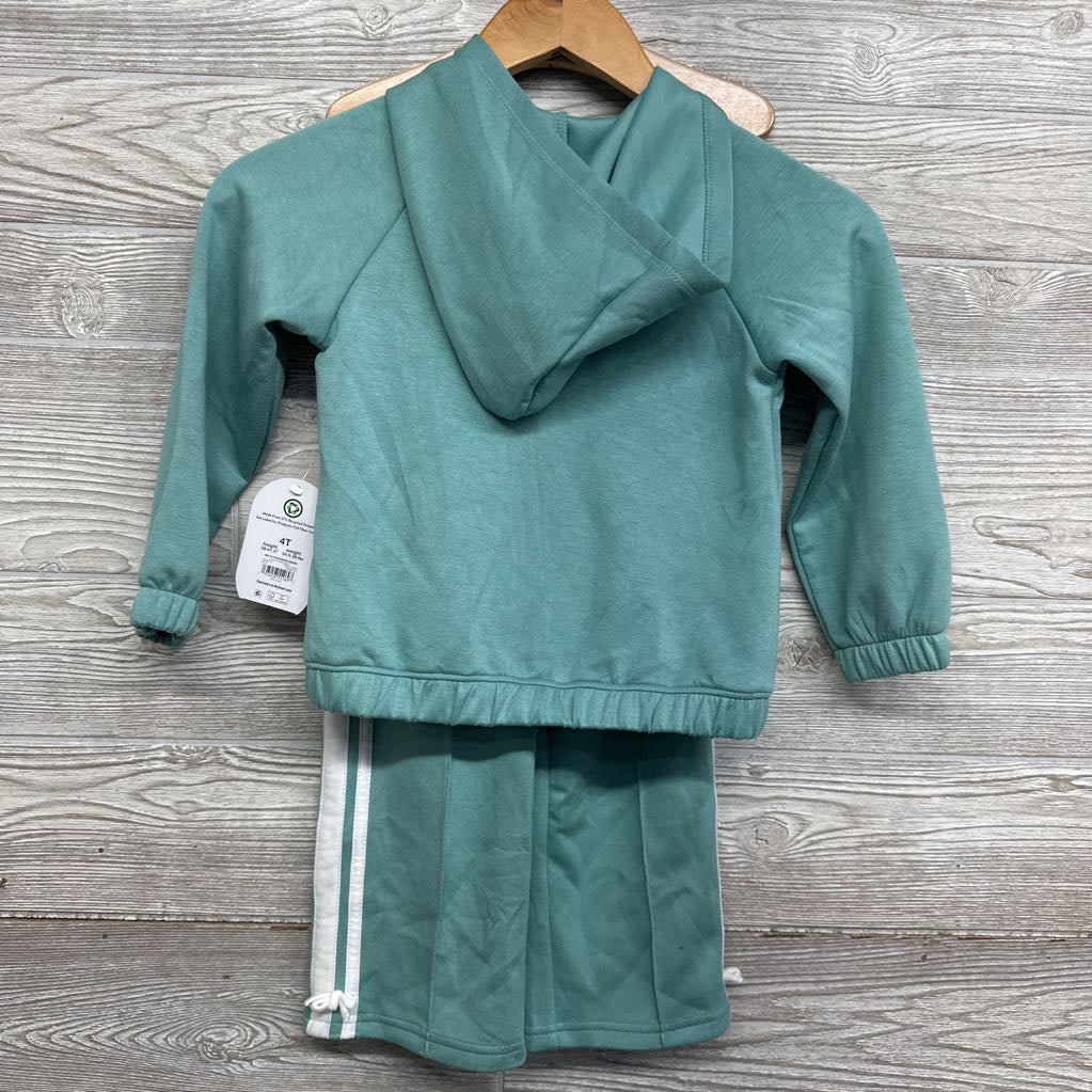 NEW Full Zip Hoodie Embroidered Bow & Wide Leg Pants Side Stripes 4T