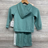 NEW Full Zip Hoodie Embroidered Bow & Wide Leg Pants Side Stripes 4T