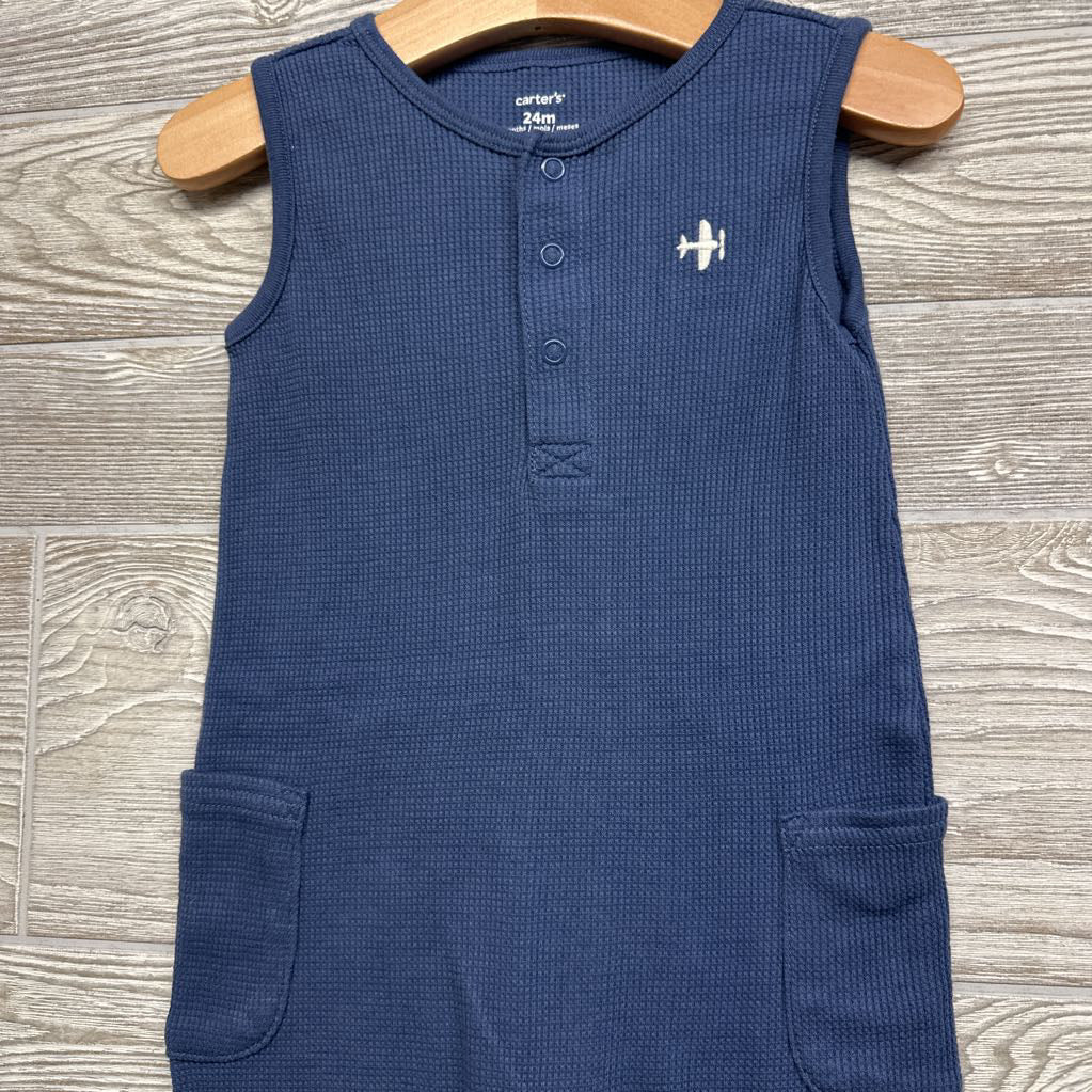 Tank Waffle Knit Outfit Airplane 24M