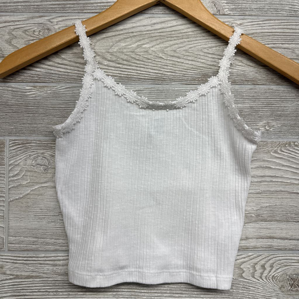 Ribbed Tank Top Flower Trim 6-7