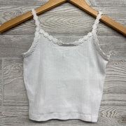 Ribbed Tank Top Flower Trim 6-7