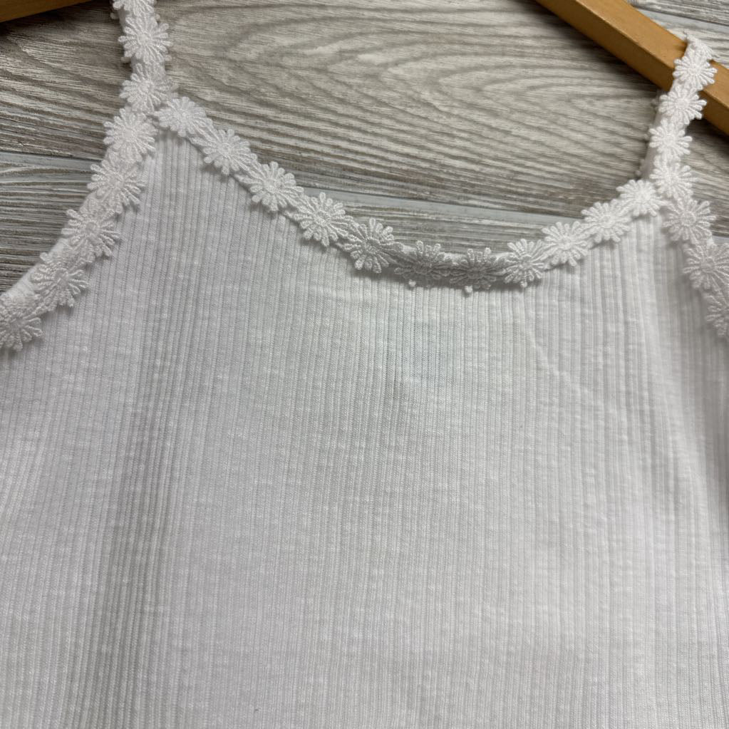 Ribbed Tank Top Flower Trim 6-7