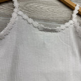 Ribbed Tank Top Flower Trim 6-7