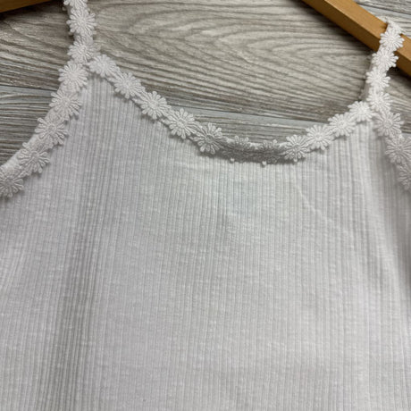 Ribbed Tank Top Flower Trim 6-7