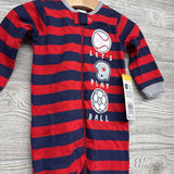 NEW Sleeper Stripes Let's Play Ball 3-6M