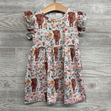 Flutter Sleeve Dress Cows Flowers 2T