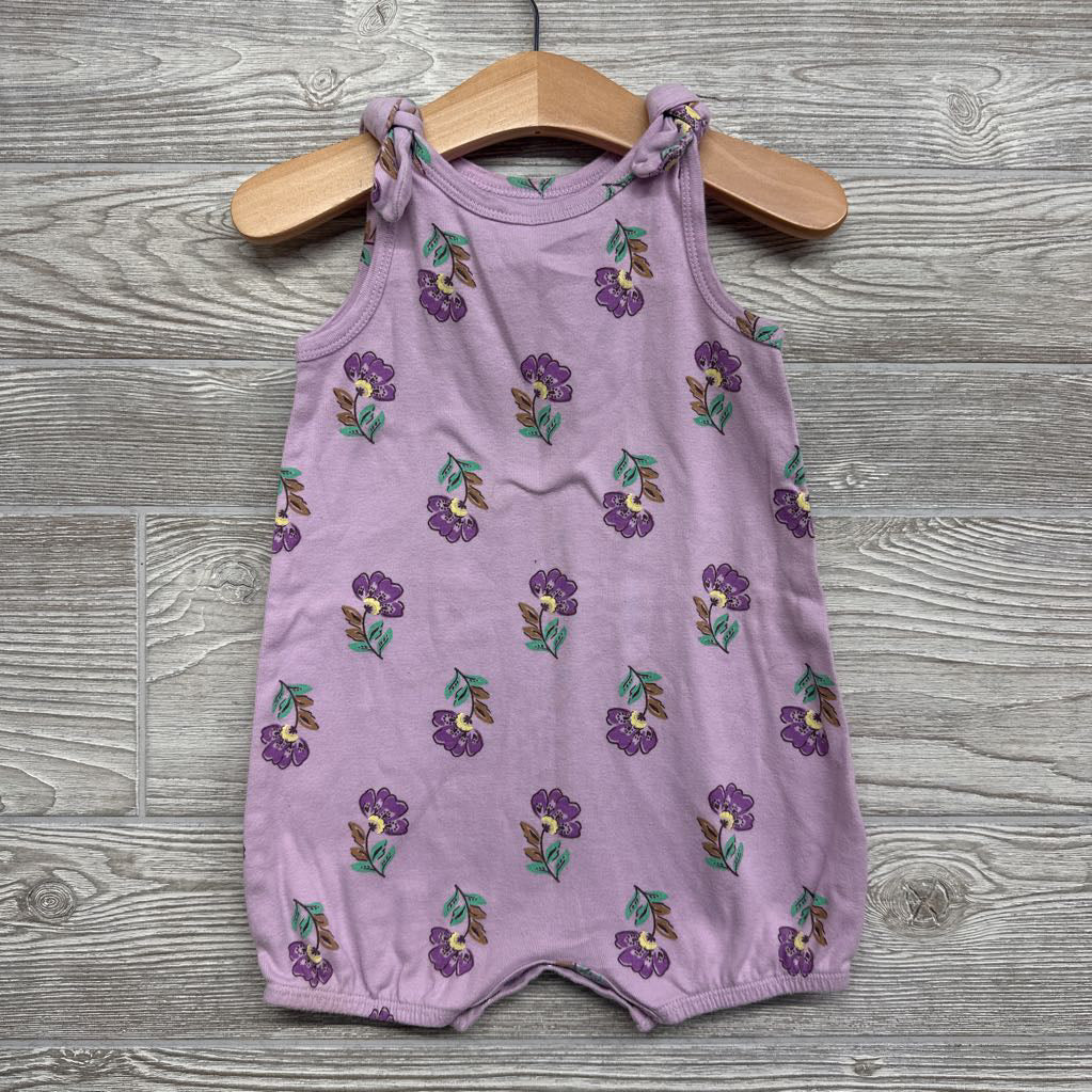 Tank Romper Flowers Bow Straps 24M
