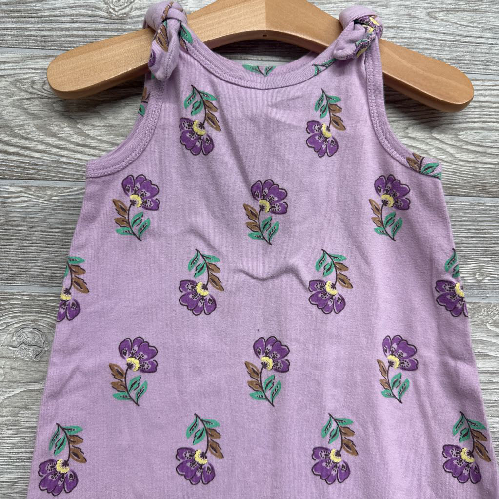 Tank Romper Flowers Bow Straps 24M