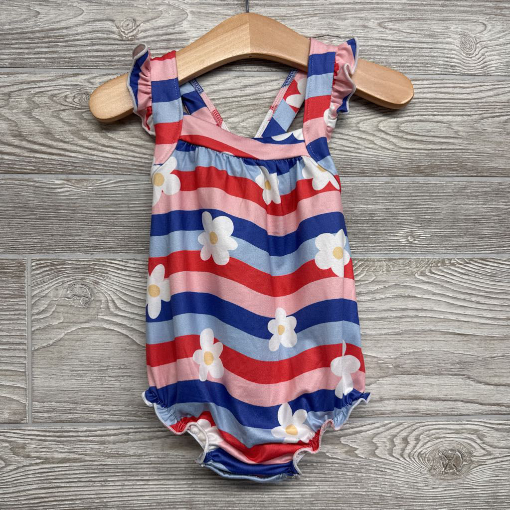 NEW Flutter Strap Tank Romper Flowers 6-12M