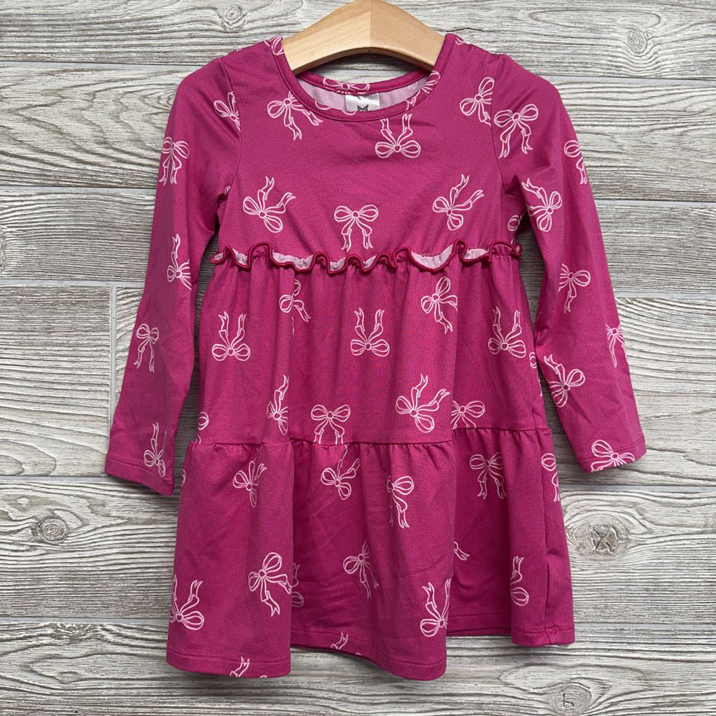 LS Dress Bows Ruffle 3T