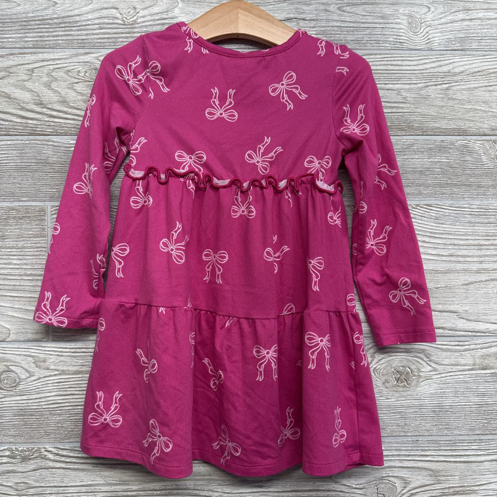 LS Dress Bows Ruffle 3T