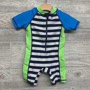Swim Rash Guard Outfit & Hat Stripes 9-12M