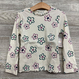 NEW Ribbed LS Shirt Lettuce Trim Flowers 5t