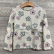 NEW Ribbed LS Shirt Lettuce Trim Flowers 5t