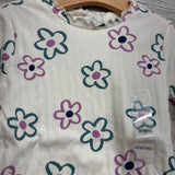 NEW Ribbed LS Shirt Lettuce Trim Flowers 5t